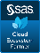 SAS Cloud Ecosystem Partner badge, midnight background, vertical format