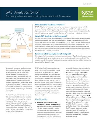 SAS Analytics for IoT