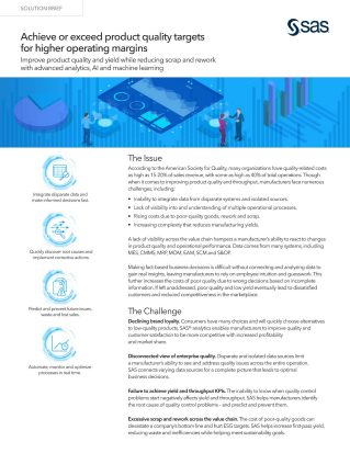 Improve manufacturing quality with advanced analytics across the entire product life cycle