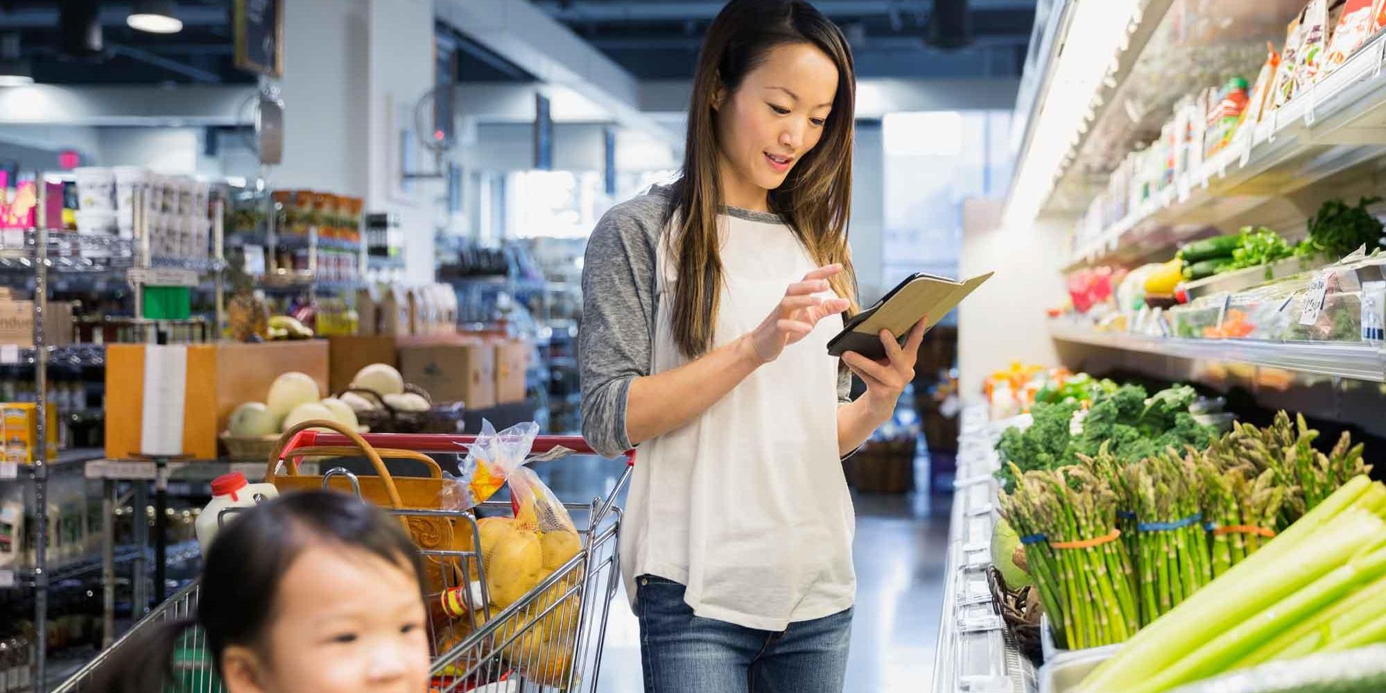 Person looking at tablet in store