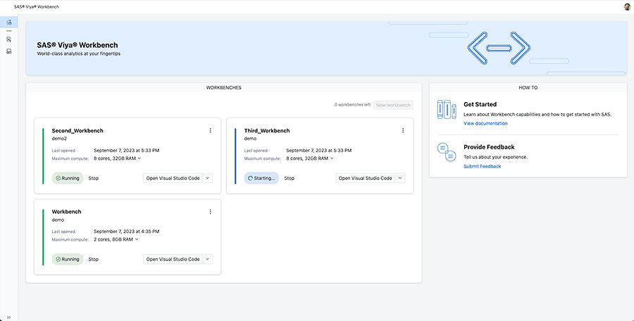 SAS Viya Workbench software screenshot