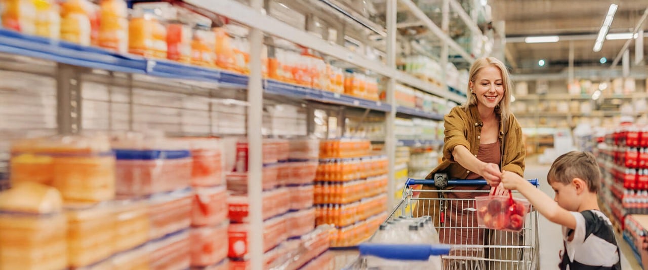 Woman and child shopping