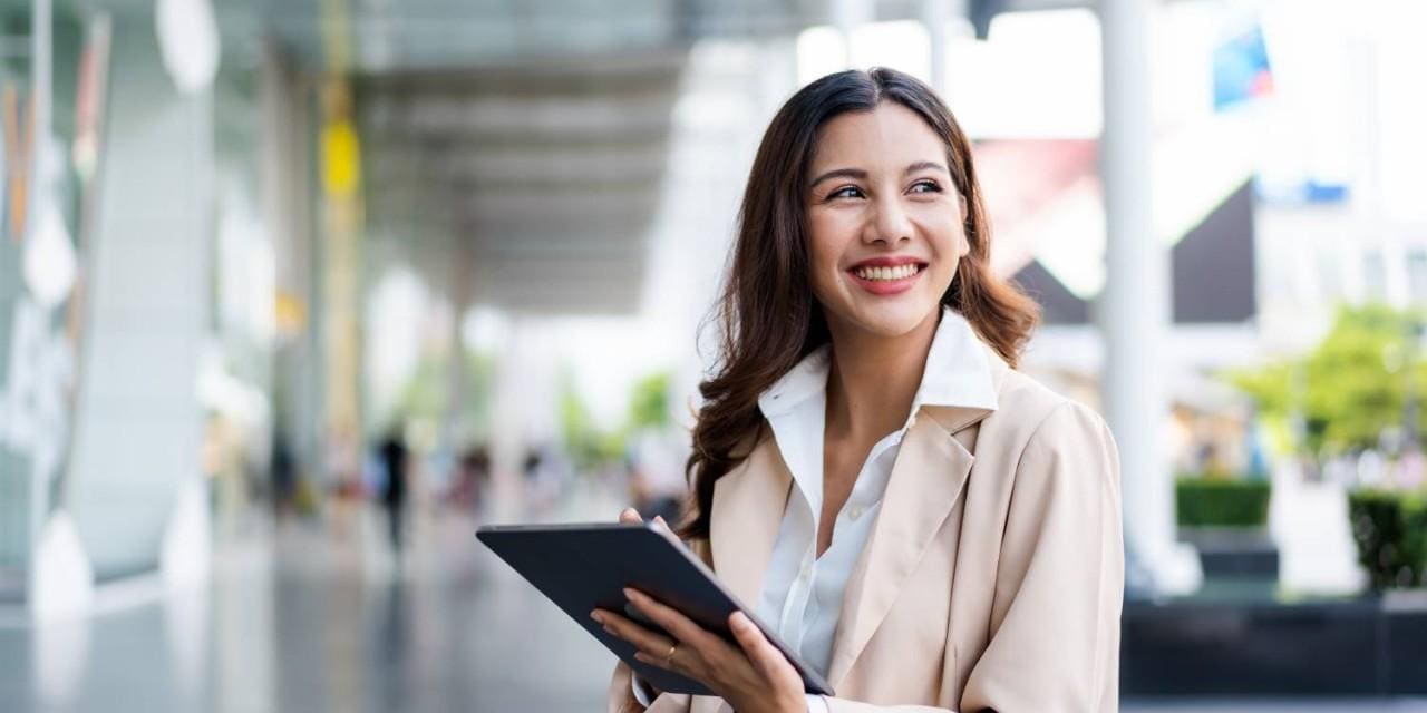 Woman using a tablet