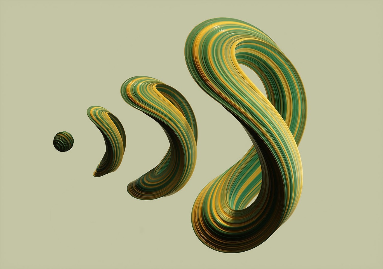 Twisted distorted green and yellow circles
