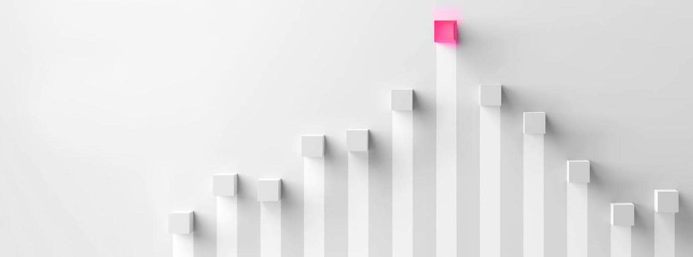 SAS Viya pink block rising higher than other blocks in 3d bar chart