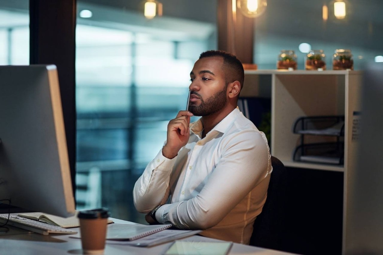 Businessman using computer