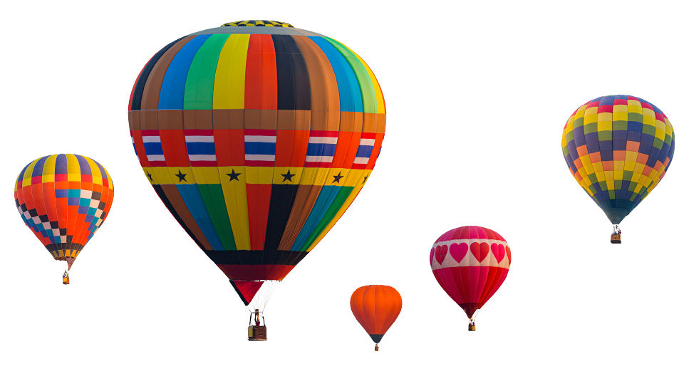 Colorful Hot Air Balloons isolated on white background