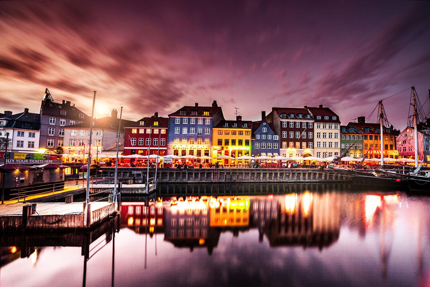 Copenhagen Skyline Nyhavn at Night