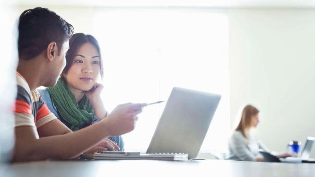 Student using laptop